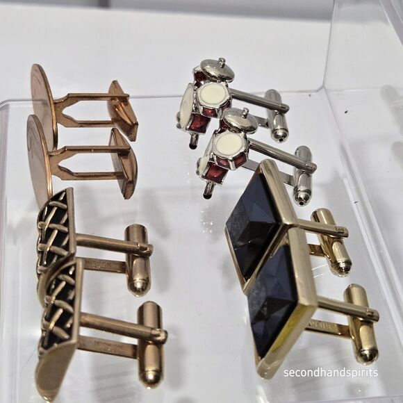 Vintage Lot of Men's Cufflinks and Tie Clip Kickok,Van Heusen + Others - Picture 9 of 9